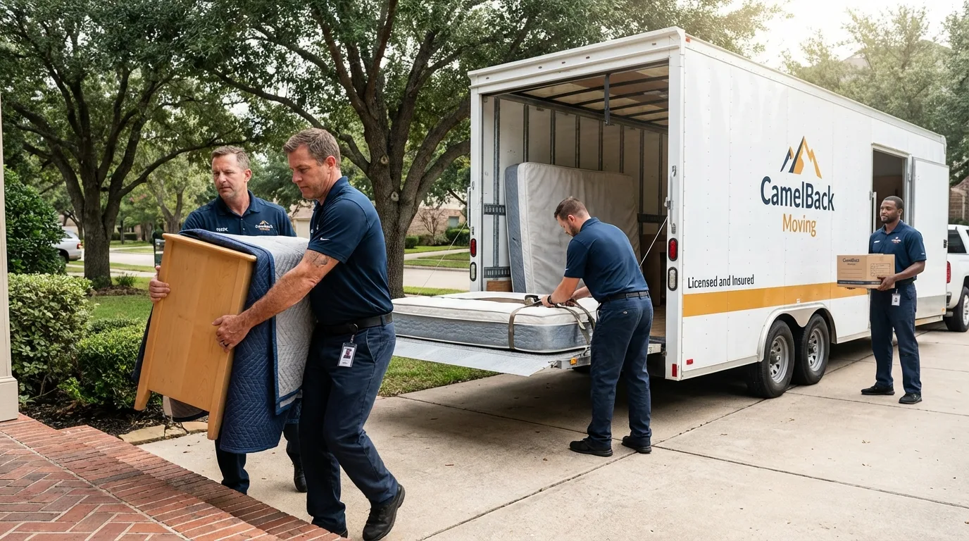 Crew loading residential truck for cross-state move from Mundelein, IL