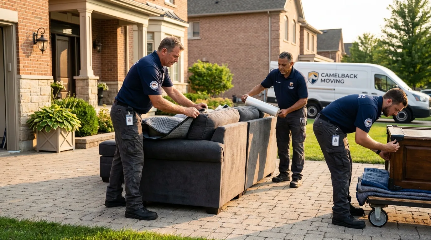 Large estate moving crew wrapping furniture in Mundelein, IL